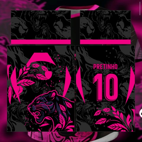 Template Interclasses - Pantera Floral Pink - ARTE VETOR