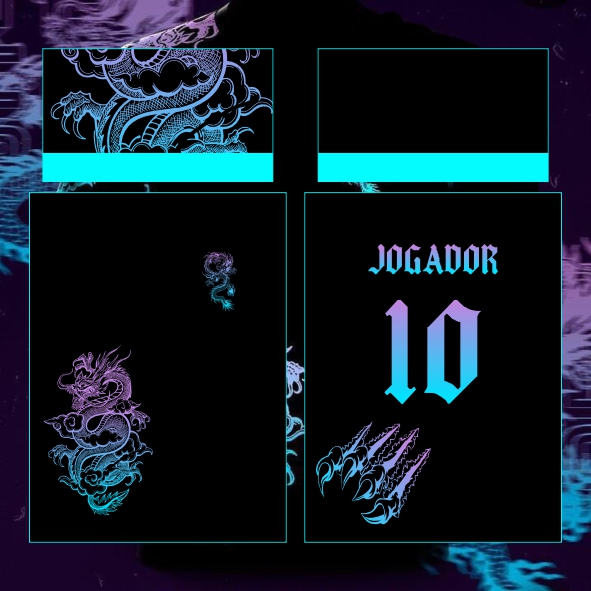 Template Interclasses - Dragão Garra Degradê PInkBlue 24 - ARTE VETOR