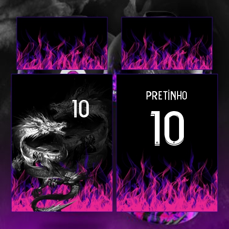 Template Interclasses - Dragão Negro Fucsia 2024 - ARTE VETOR
