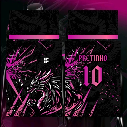 Template Interclasses - Dragão Rosa Geometric 24 - ARTE VETOR