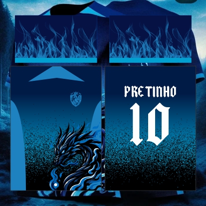 Template Interclasses - Dragão Azul fogo 24 - ARTE VETOR