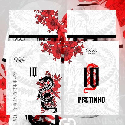Template Interclasses - Dragão Floral red 24 - ARTE VETOR