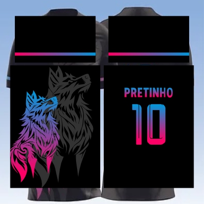 Template Interclasses - Lobo tatuagem degradê 24 - ARTE VETOR