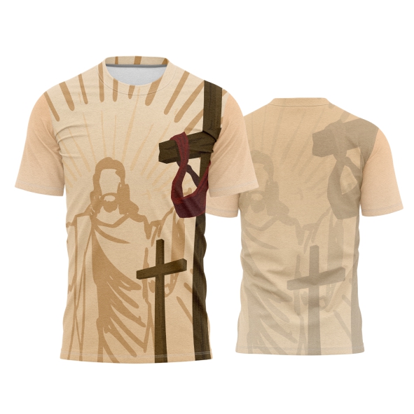 Template Religião Católicas Camisa - Jesus Cristo Cruz Desenho Ref 93 - ARTE VETOR