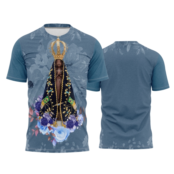 Template Religião Católicas Camisa - Nossa Senhora Aparecida Cinza Ref 68 - ARTE VETOR