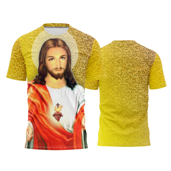 Template Religião Católicas Camisa - Jesus Cristo Dourado Ref 67 - ARTE VETOR