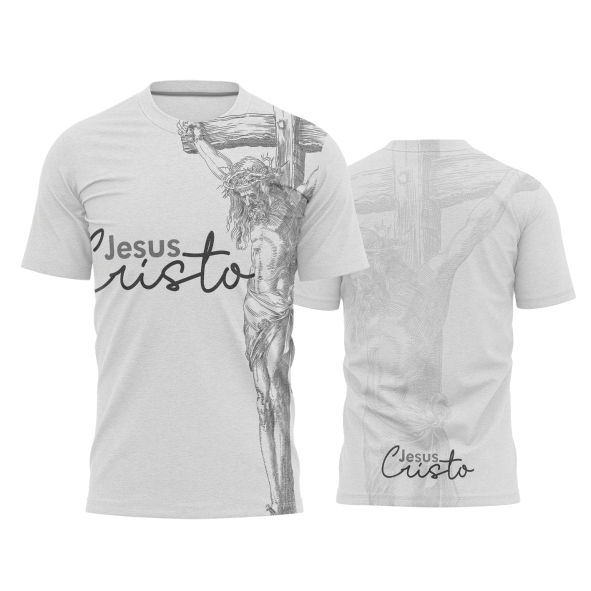 Template Religião Católicas Camisa - Jesus Cristo Cinza Ref 65 - ARTE VETOR