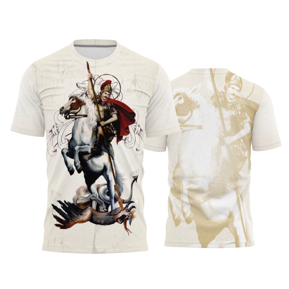 Template Religião Católicas Camisa - São Jorge Bege Ref 64 - ARTE VETOR