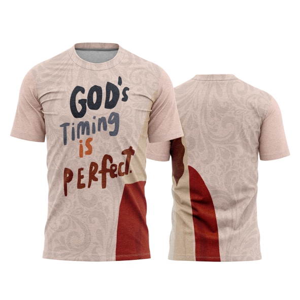 Template Religião Católicas Camisa - Gods Timing Is Perfect Ref 55 - ARTE VETOR