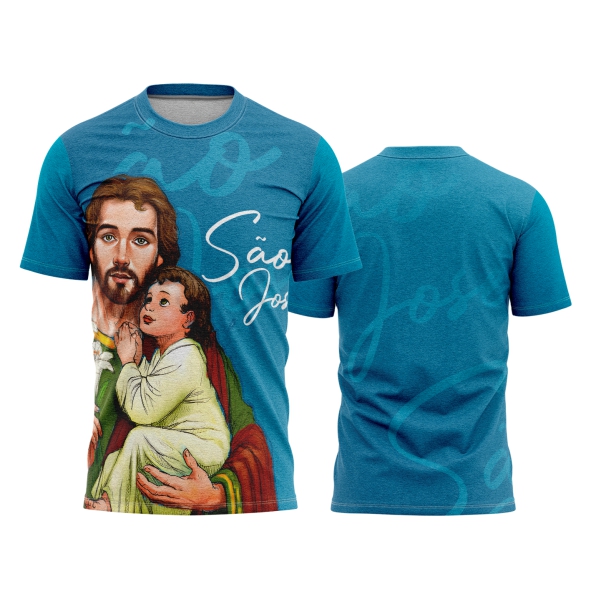 Template Religião Católicas Camisa - São José Azul Ref 53 - ARTE VETOR