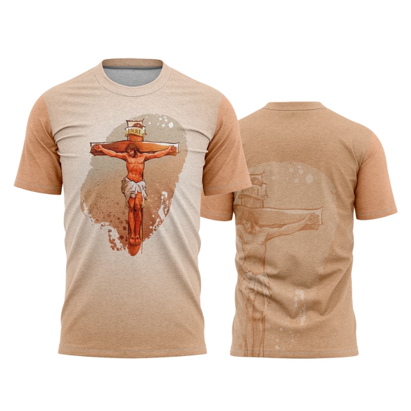 Template Religião Católicas Camisa - Jesus Cristo bege Ref 49 - ARTE VETOR