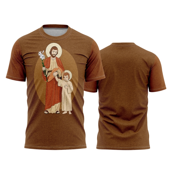 Template Religião Católicas Camisa - São José Marrom Ref 45 - ARTE VETOR