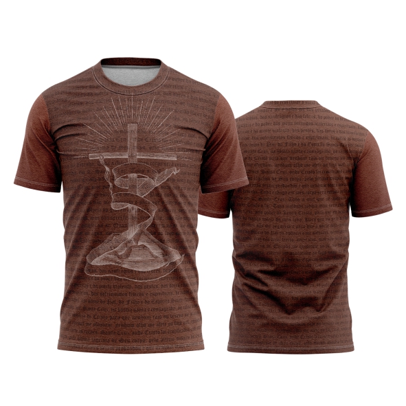 Template Religião Católicas Camisa - Cruz Marrom Desenho Ref 30 - ARTE VETOR