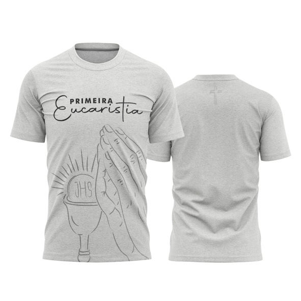 Template Religião Católicas Camisa - Primeira Eucaristia Cinza Ref 29 - ARTE VETOR