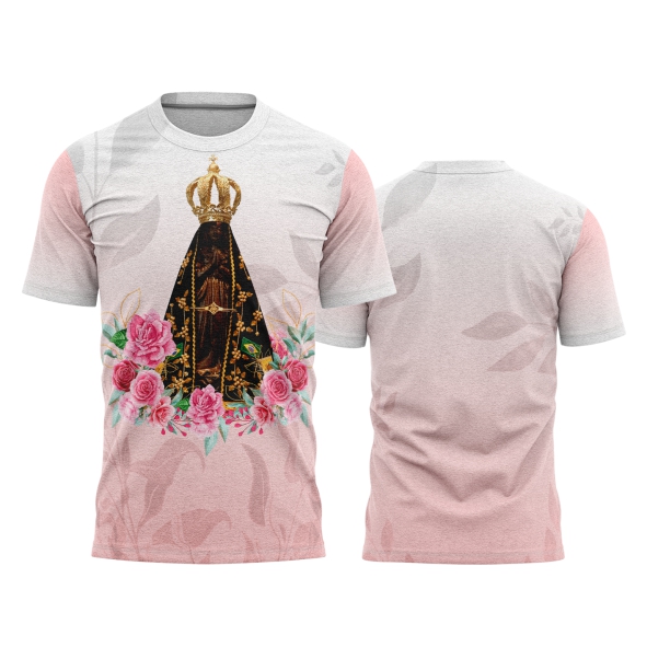 Template Religião Católicas Camisa - Nossa Senhora Aparecida Flor Ref 21 - ARTE VETOR