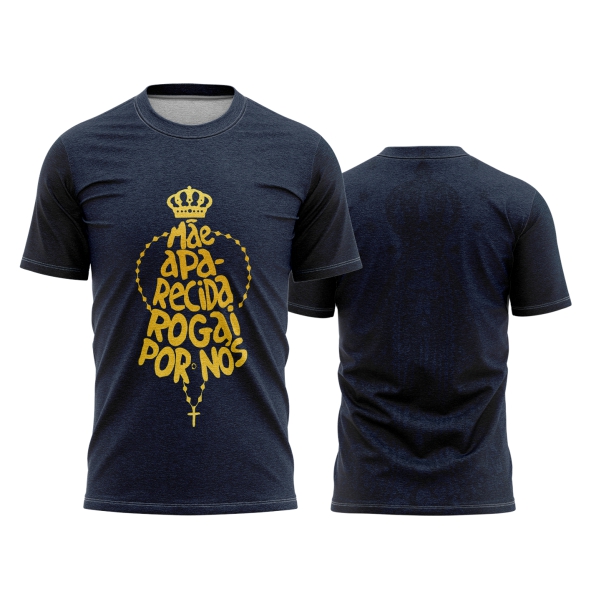 Template Religião Católicas Camisa - Aparecida Rogaí por nós Ref 09 - ARTE VETOR