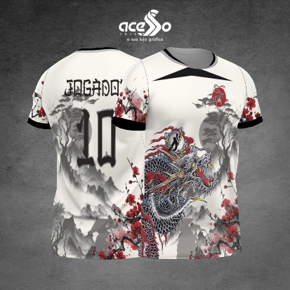 Template Interclasses - Camisa - Dragão Floral Japonês 25 - ARTE VETOR
