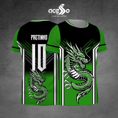 Template Interclasses - Camisa - Dragão IA verde 25 - ARTE VETOR