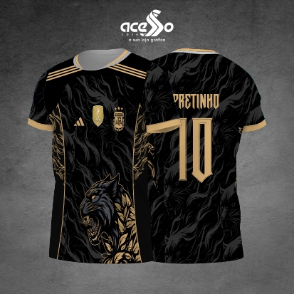 Template Interclasses - Camisa - Argentina Pantera dourada 25 - ARTE VETOR