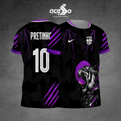 Template Interclasses - Camisa - Barcelona roxo Tigre 25- ARTE VETOR