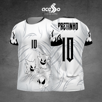 Template Interclasses - Camisa - Gengar Fantasmas Black White 2025- ARTE VETOR