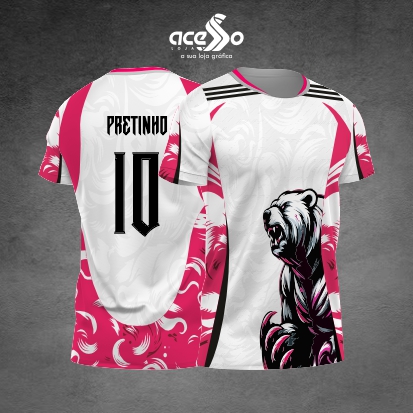 Template Interclasses - Camisa - Urso Feroz Pink 25 - ARTE VETOR