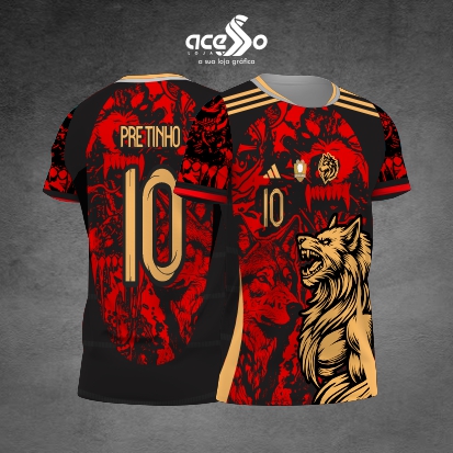 Template Interclasses - Camisa - Lobo selvagem dourado 25 - ARTE VETOR