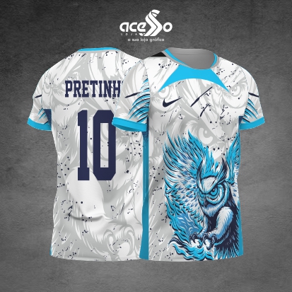 Template Interclasses - Camisa - Coruja feroz azul 25 - ARTE VETOR
