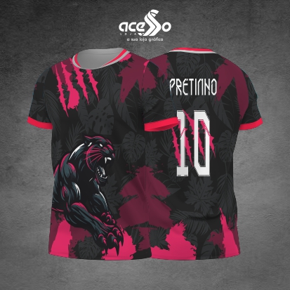 Template Interclasses - Camisa - Pantera Floral pink 25 - ARTE VETOR