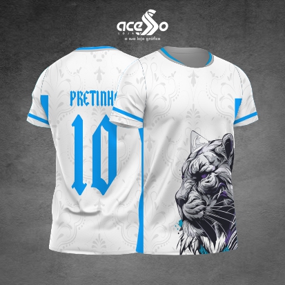 Template Interclasses - Camisa - Tigre branco azul 25 - ARTE VETOR