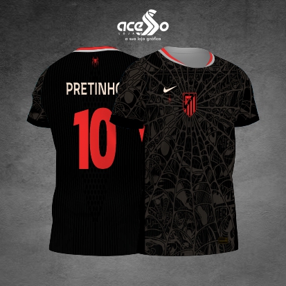Template Interclasses - Camisa - Atlético de Madrid Black Spiderman Grunge 25 - ARTE VETOR