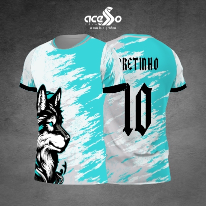 Template Interclasses - Camisa - Lobo Azulino grunge 25 - ARTE VETOR