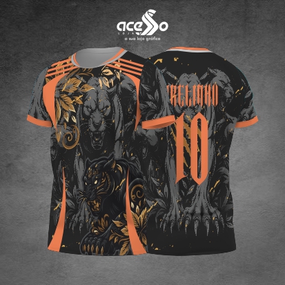 Template Interclasses - Camisa - Pantera brava floral 25 - ARTE VETOR