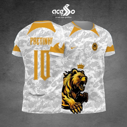 Template Interclasses - Camisa - Urso Dourado grunge 2025- ARTE VETOR