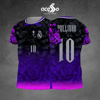 Template Interclasses - Camisa - Real Madrid Rosas aquarela 25 - ARTE VETOR