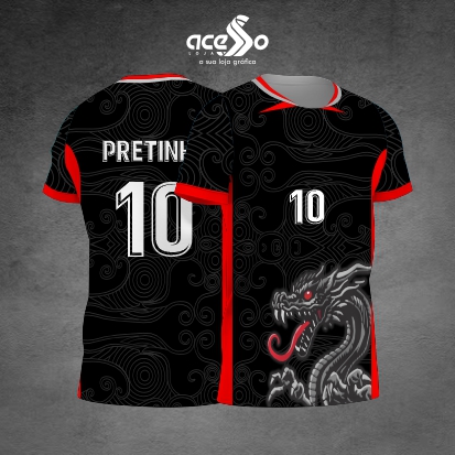 Template Interclasses - Camisa - Trama Dragão red 25 - ARTE VETOR