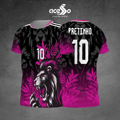 Template Interclasses - Camisa - Leoa Pink floral 25 - ARTE VETOR
