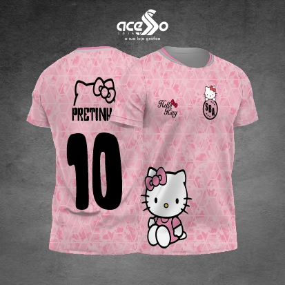 Template Interclasses - Camisa - Hello Kitty Sentada Pink 25- ARTE VETOR