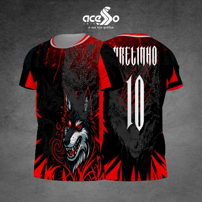 Template Interclasses - Camisa - Lobo Vermelho grunge 25 - ARTE VETOR