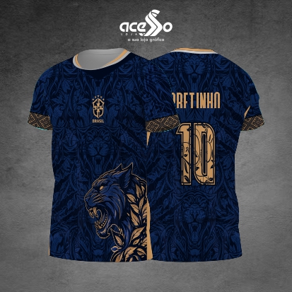 Template Interclasses - Camisa - Pantera floral azul padrão 25 - ARTE VETOR