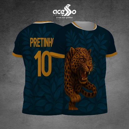 Template Interclasses - Onça pintada floral azul 2025 - ARTE VETOR