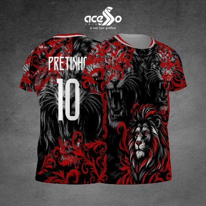 Template Interclasses - Camisa - Leão Folhagem vermelha 2025 - ARTE VETOR