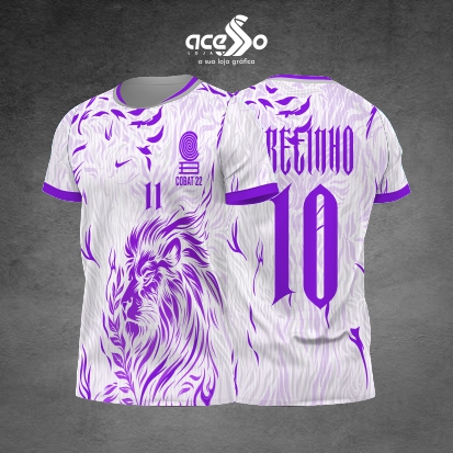 Template Interclasses - Camisa - Leão Violeta Flame white 2025 - ARTE VETOR