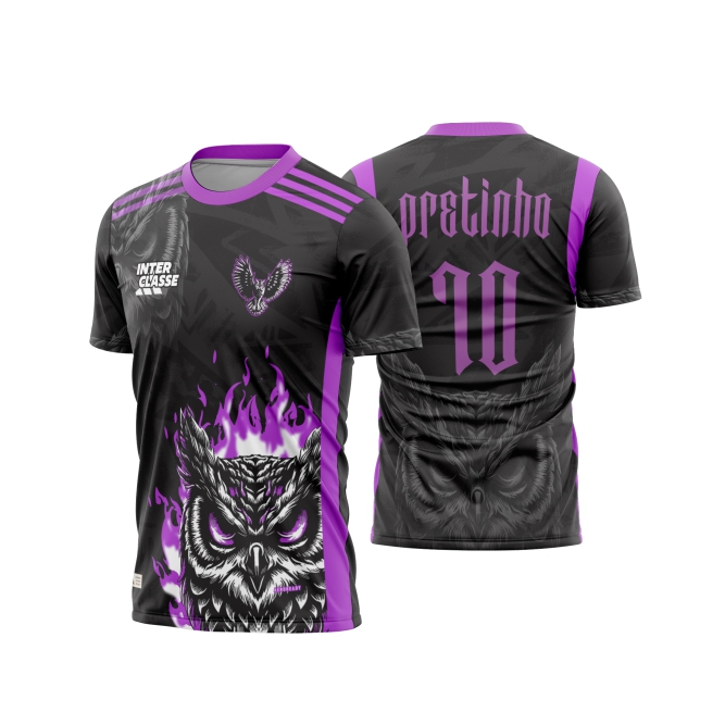 Template Interclasses - Camisa - Coruja lilas fire 26 - ARTE VETOR