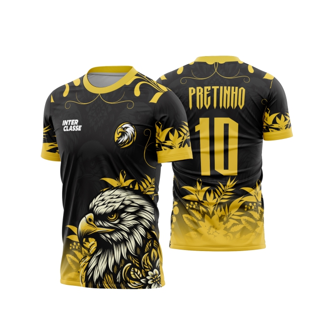 Template Interclasses - Camisa - Águia Floral amarela 26 - ARTE VETOR