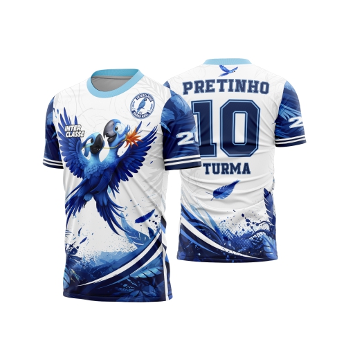 Template Interclasses - Camisa - Arara Azul Floral rio 2026 - ARTE VETOR