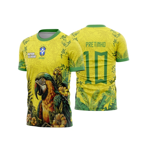 Template Interclasses - Camisa - Arara verde - Brasil floral 2026 - ARTE VETOR