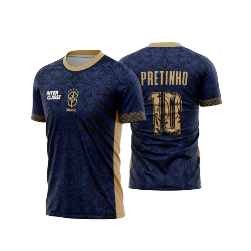 Template Interclasses - Camisa - Brasil floral azul padrão 2026 - ARTE VETOR