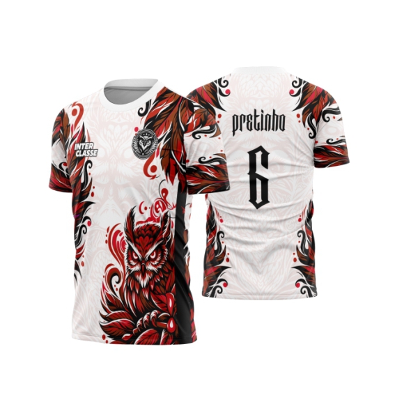 Template Interclasses - Camisa - Coruja Floral vermelha 2026 - ARTE VETOR