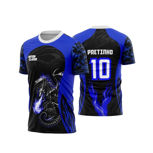 Template Interclasses - Camisa - Dragão caveira fire azul 2026 - ARTE VETOR